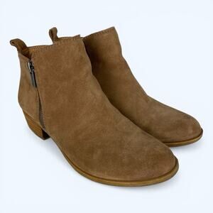Lucky Brand Women's LK-Basel Bootie Ankle Boot Size 7.5 Tan Suede Zip Side